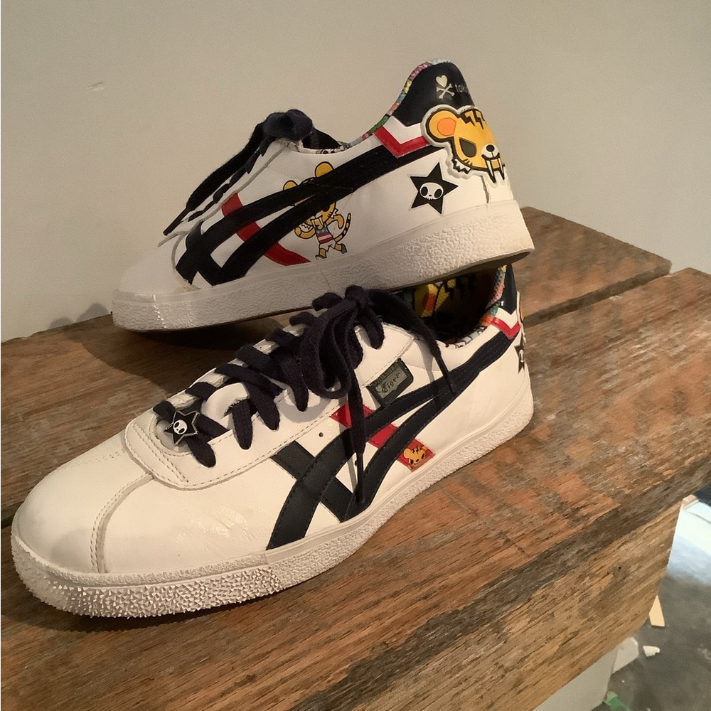 Onitsuka Tiger by Asics White Black Red Cartoon Graphic Sneakers